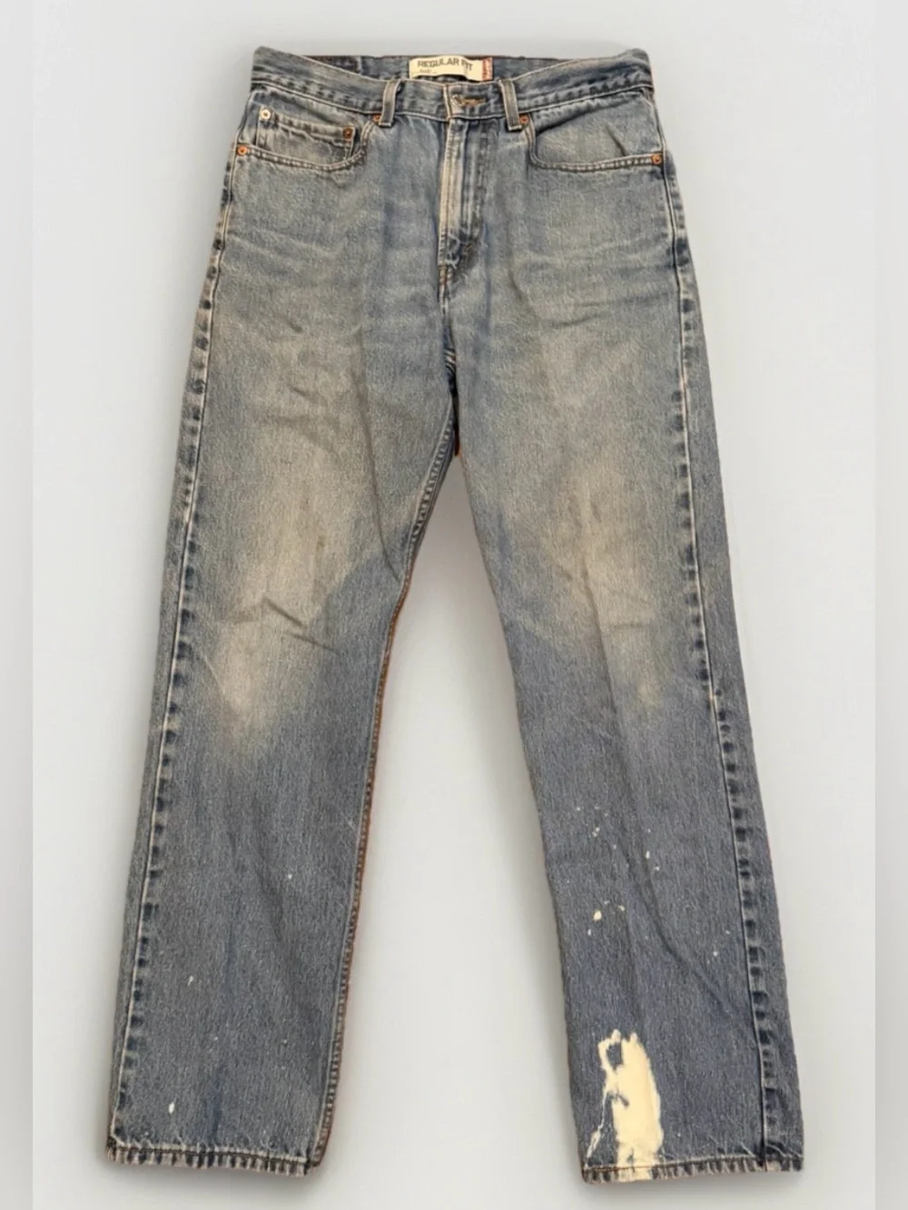 VTG Y2K Levis 505 Jeans Mens 32x32 Light Blue Distressed Straight Leg Red Tab - Picture 1 of 16